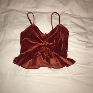 velvet lace up orange cami🧡